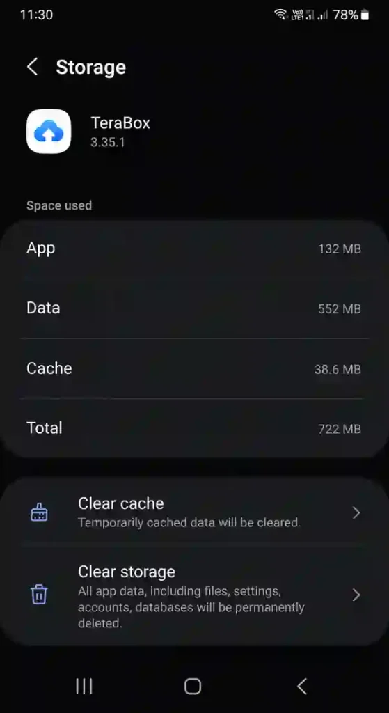 Troubleshooting 2 Android TeraBox storage and cache settings