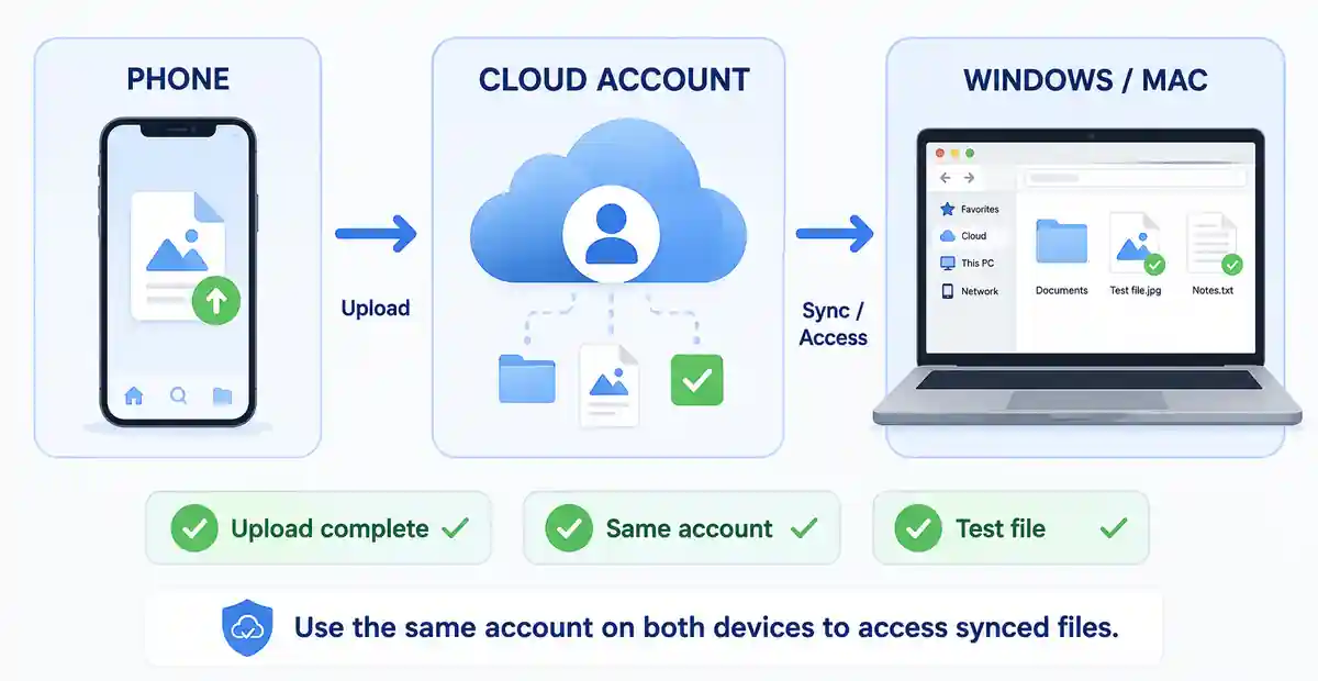 PC 7 Cloud synchronization between a phone and PC using the same account